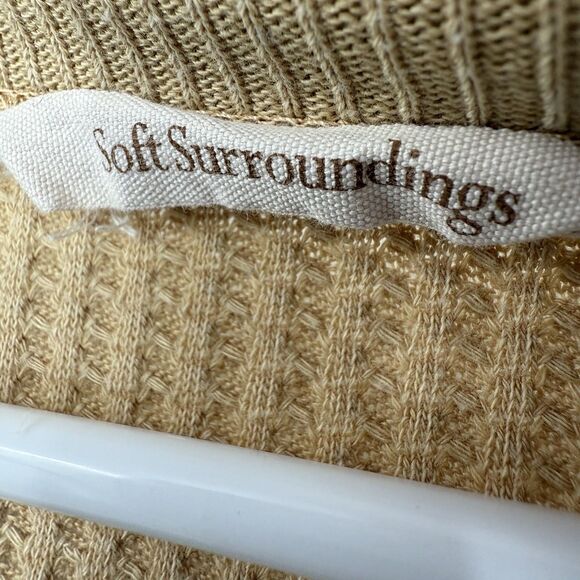 Soft Surroundings Womens L Tan Autumn Waffle Knit Tunic Top Thermal Pocket Boho - Picture 6 of 12